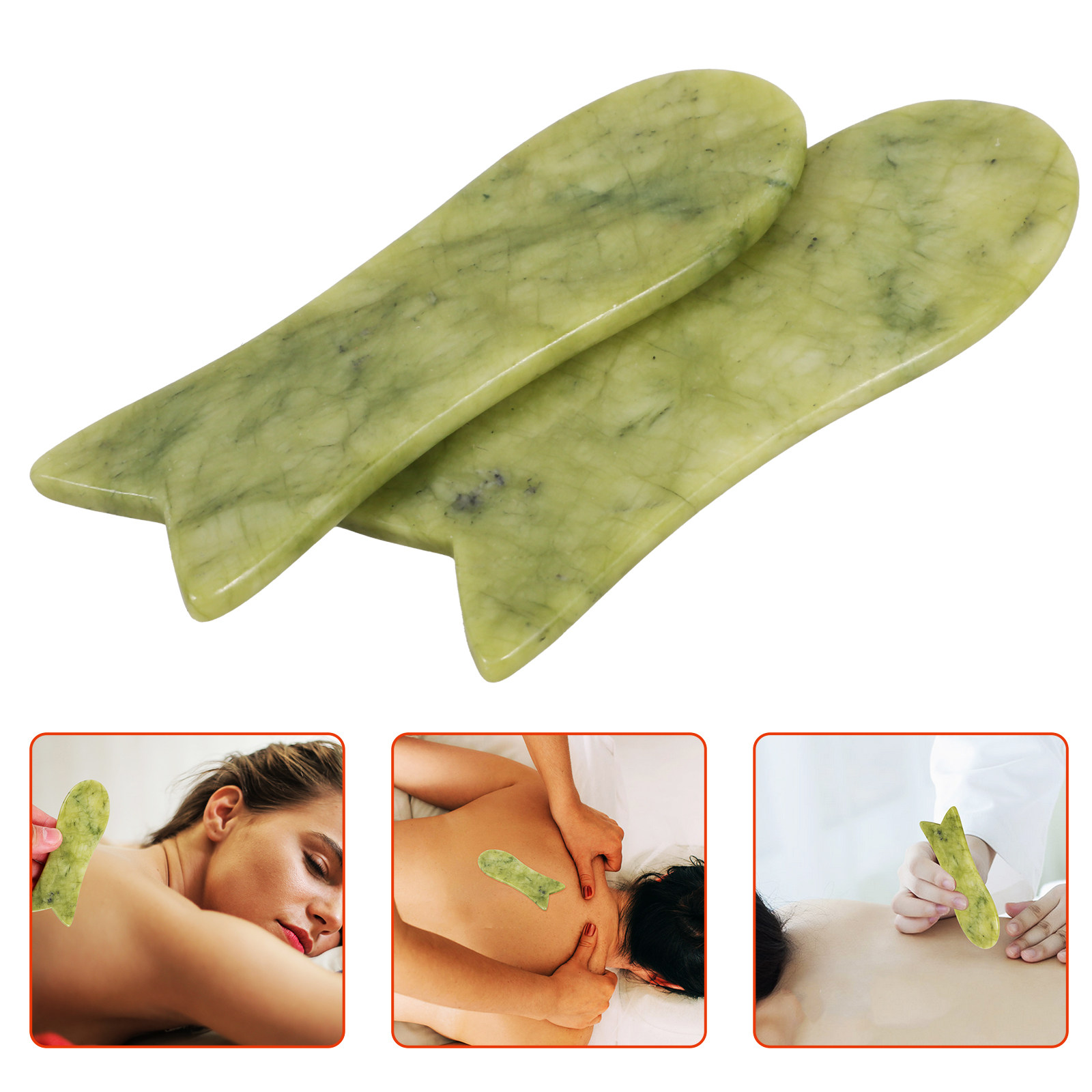 Spa And Wellness - 2 Stück natürliche Jade-Gua-Sha-Schabeplatte für Gesicht