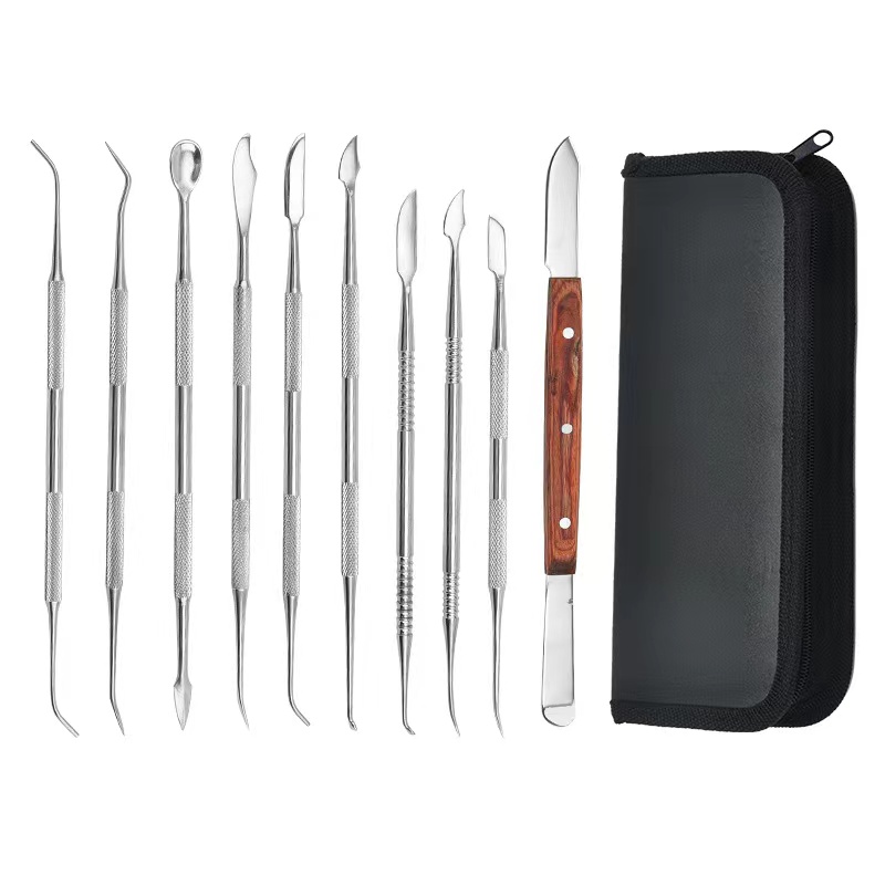 Waxing Kit Home - 10-teiliges Dental-Wachsmesser-Set, Gipsspatel, Praktisches Vielseitiges Zahnwachs-Schnitzwerkzeug-Set,